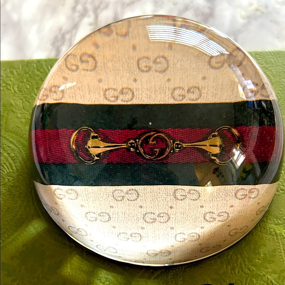 Gucci Gold and Red Stripe Paperweight